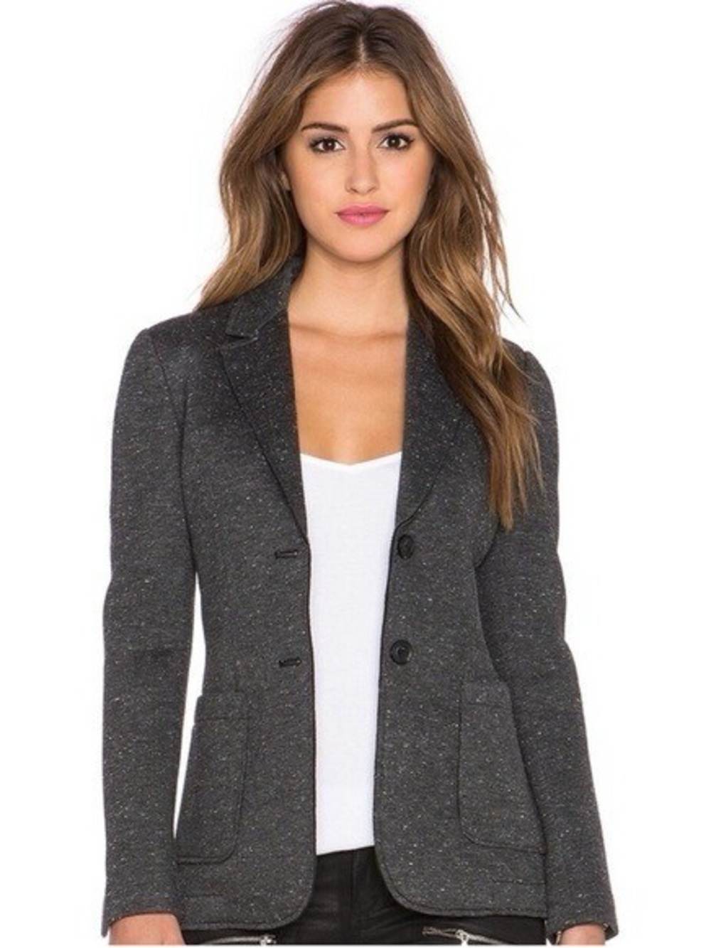 ATM gray speckled soft knit silk blend Blazer size 2